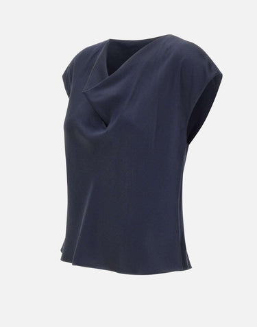 Camicetta in seta con scollo a cappuccio V796112595 403CBL VINCE. 