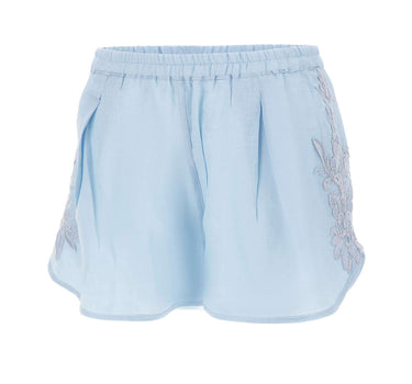 Shorts in lino con ricami W01200781 SKYBLUE MAURIZIO MYKONOS 