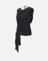 Top in raso con ricamo gioiello BX015 BLACK JACQUES WEI 