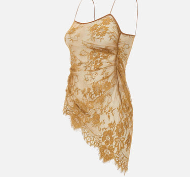 "Brownish green lace halter top" BX009 BROWNISHGREEN JACQUES WEI 