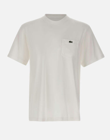 T-shirt in cotone con taschino TH2827 001 LACOSTE 