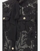 Camcia in pizzo con fiocco 111TB BLACK SELF-PORTRAIT 