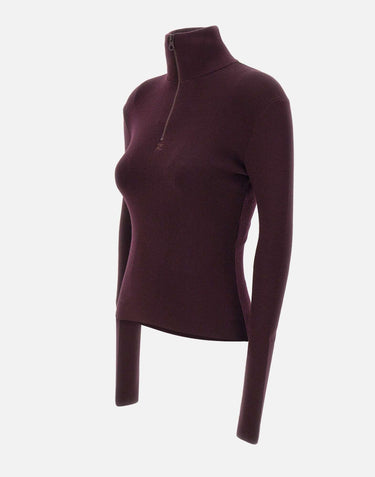 Pullover "Zipped Mockneck" 325MPU247FI0071 BURGUNDY COURREGES 