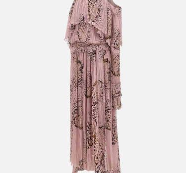 Abito lungo in georgette plissé stampato 4A432A M1445 BLUMARINE 