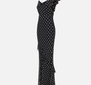 Abito lungo in georgette a pois 176XB BLACK SELF-PORTRAIT 