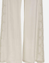 Pantaloni in lino con dettagli in pizzo W01210781 OFFWHITE MAURIZIO MYKONOS 