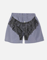 Shorts trompe l'oeil a righe VAQ11P021 WHTBLUE VAQUERA 