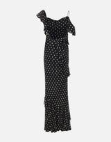 Abito lungo in georgette a pois 176XB BLACK SELF-PORTRAIT 