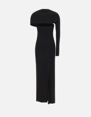 "One Shoulder Crepe Jersey Dress" 425JR0735JS0145 BLACK COURREGES 