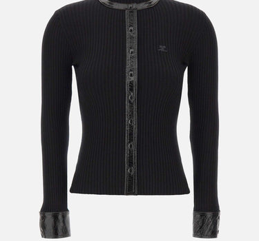 "Vinil and Knit Cardigan" 326MGI056FI0001 BLACK COURREGES 