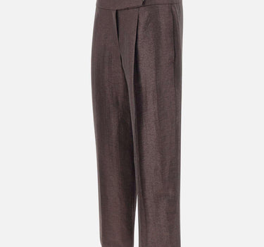 Pantaloni in misto lino laminati 50560270 207 BOSS 