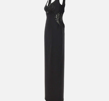 Abito lungo con inserti in pizzo RS16361 BLACK NISSA 
