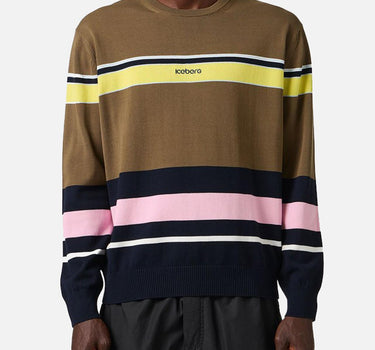 Maglia girocollo con righe e logo A0039505 0001 ICEBERG 