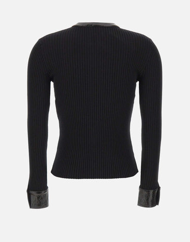 "Vinil and Knit Cardigan" 326MGI056FI0001 BLACK COURREGES 