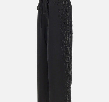 Pantaloni in raso con ricamo gioiello KZ006 BLACK JACQUES WEI 
