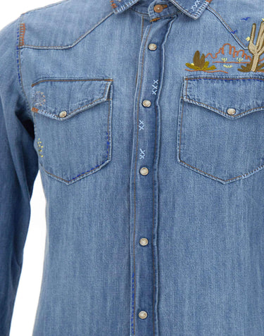 Camicia in denim con ricami TEX520 R00590JEANS BOB 