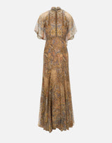 Abito lungo in seta con foulard e motivo paisley animalier WRHA0527 99SP1K8X0826 ETRO 