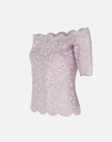 "Top in lace with silver induction" 25EJT0097PA0244 M959 RABANNE 