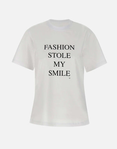 "Fashion Stole My Smile Slogan" 1322JTS004130A WHITE VICTORIA BECKHAM 