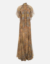 Abito lungo in seta con foulard e motivo paisley animalier WRHA0527 99SP1K8X0826 ETRO 