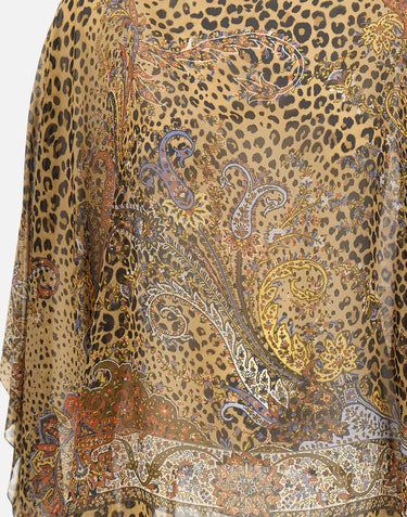 Top poncho in seta con motivo paisley animalier WRJA0027 AKG71X0826 ETRO 