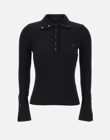 Polo "Classic Rib" 325MPO051FI0001 BLACK COURREGES 