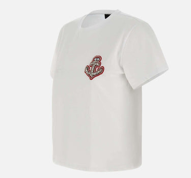 T-shirt in cotone con ricamo e strass CA5371J6308 M9320 LIU-JO 