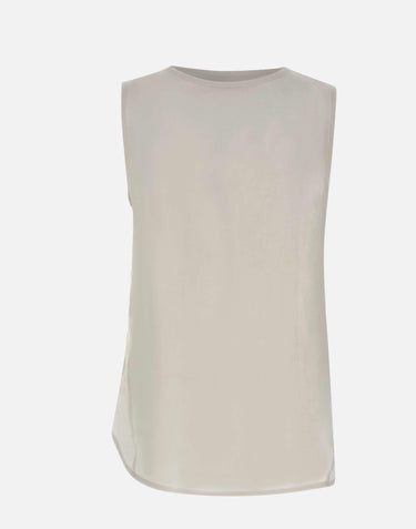Top in lino con dettagli in pizzo W14040781 OFFWHITE MAURIZIO MYKONOS 