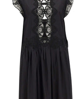 Abito lungo con pizzo floreale W06040581 BLACK MAURIZIO MYKONOS 