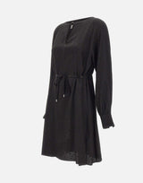 Abito nero animalier MF5317T082A 22222 LIU-JO 