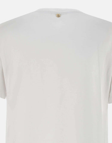 T-shirt in cotone con ricamo e strass CA5371J6308 M9320 LIU-JO 