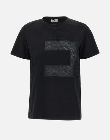 T-shirt in jersey con macro logo in voile MA03151E2 110 ELISABETTA FRANCHI 