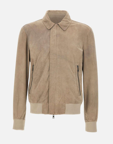Giacca in pelle scamosciata GU26S24098CMAK GREY GIORGIO BRATO 