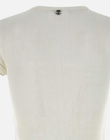 T-shirt in jersey pointelle di cotone 25PJTE003CO0557 P100 RABANNE 
