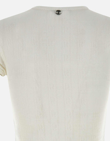 T-shirt in jersey pointelle di cotone 25PJTE003CO0557 P100 RABANNE 