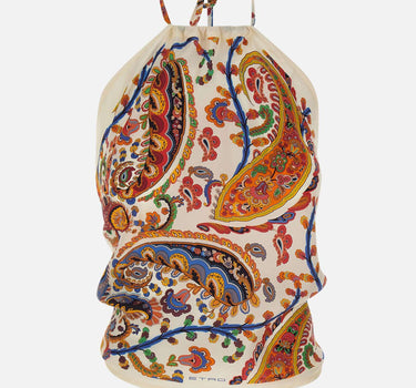 Top in seta con scollo all'americana e motivo paisley floreale WRJA0147 AKF34X0801 ETRO 