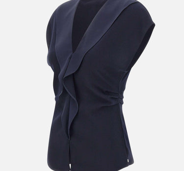 Top in crêpe con volant TOP1358 NAVY NISSA 