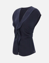 Top in crêpe con volant TOP1358 NAVY NISSA 