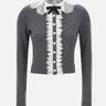 Cardigan con colletto e inserti in pizzo 134CGR GREY SELF-PORTRAIT 