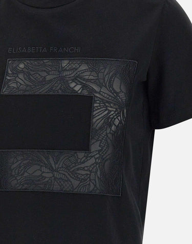 T-shirt in jersey con macro logo in voile MA03151E2 110 ELISABETTA FRANCHI 