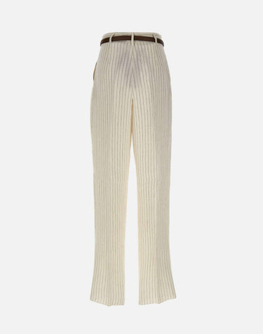 Pantalone in lino gessato 2616131082600 001 MAX MARA STUDIO 