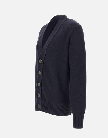Cardigan in lana con texture a rombi 411304 041 KANGRA 
