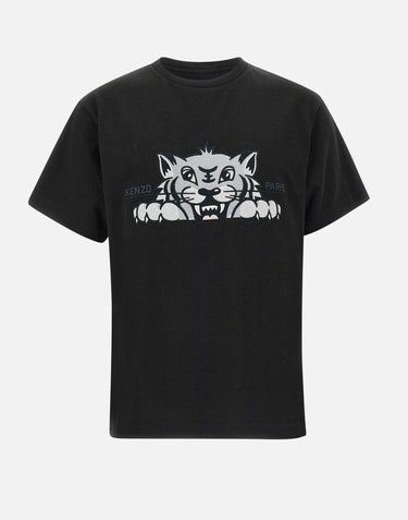 T-shirt "Gots happy tiger" in cotone FF55TS5264SI 99J KENZO PARIS 