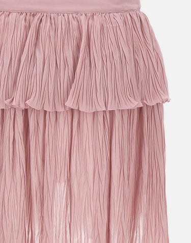 Gonna asimmetrica in georgette plissé con balza 2G295A N0114 BLUMARINE 