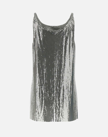 "Silver Mesh Tank Top" 25PITO054MH0004 P040 RABANNE 