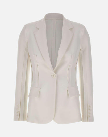 Giacca in doppio crêpe stretch con motivi a taglio vivo GI21661E2 360 ELISABETTA FRANCHI 