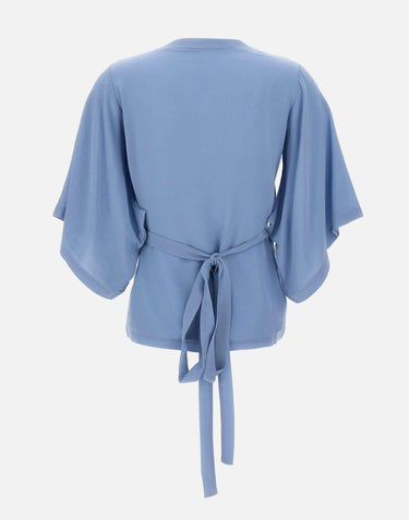 Blusa incrociata in crêpe di seta 191568 516 KANGRA 