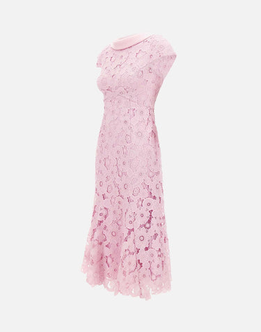 Abito midi in pizzo con scollo sulla schiena 254MP PINK SELF-PORTRAIT 