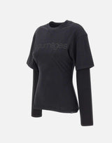 Maglia "Logo Print Double Sleeves" 326JTS275JS0305 STONEWASHEDGRYBLK COURREGES 