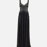 Abito da sera con inserti in pizzo e paillettes RS16294 BLACK NISSA 